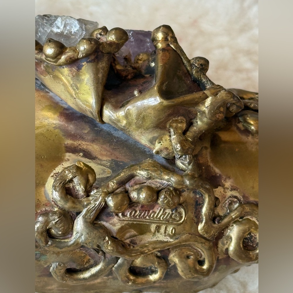 Brutalist, vintage, signed Carvalhu Rio, very heavy, unique, amethyst bracelet - Picture 15 of 15